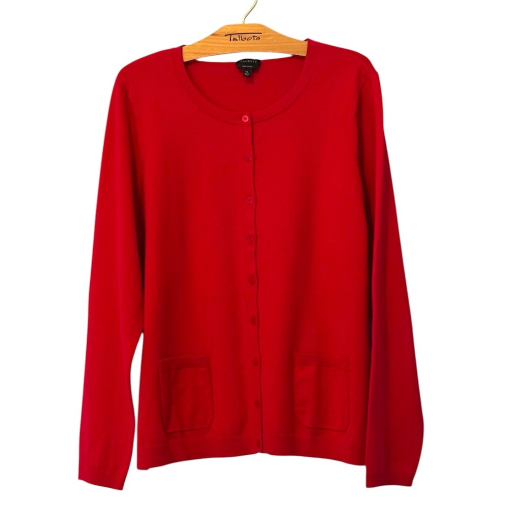 Talbots Red Pima Cotton Cardigan